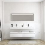 Pack MERVEILLES éthérées + Vasque double suspendue SILESTONE + Miroir LED