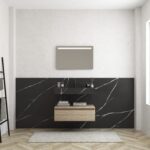 Pack MERVEILLES marquina + lavabo suspendido SILESTONE + espejo LED