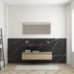 Pack MERVEILLES marquina + lavabo suspendido SILESTONE + espejo LED