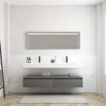 Pack MERVEILLES éthérées + Vasque double suspendue SILESTONE + Miroir LED