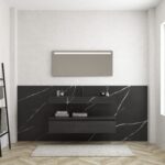 Pack MERVEILLES marquina + lavabo suspendido SILESTONE + espejo LED