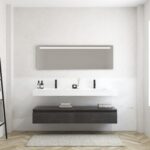 Pack MERVEILLES éthérées + Vasque double suspendue SILESTONE + Miroir LED