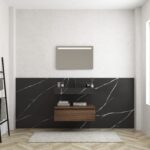 Pack MERVEILLES marquina + lavabo suspendido SILESTONE + espejo LED