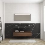 Pack MERVEILLES marquina + lavabo suspendido SILESTONE + espejo LED