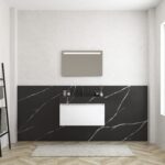 Pack MERVEILLES COMPACT marquina + lavabo suspendido SILESTONE + espejo LED