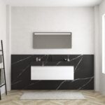 Pack MERVEILLES COMPACT marquina + lavabo suspendido SILESTONE + espejo LED
