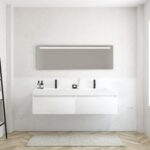Pack MERVEILLES COMPACT éthérée + Vasque double suspendue SILESTONE + Miroir LED