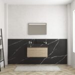 Pack MERVEILLES COMPACT marquina + lavabo suspendido SILESTONE + espejo LED