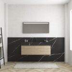 Pack MERVEILLES COMPACT marquina + lavabo suspendido SILESTONE + espejo LED