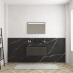 Pack MERVEILLES COMPACT marquina + lavabo suspendido SILESTONE + espejo LED