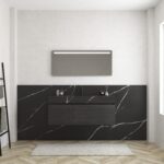 Pack MERVEILLES COMPACT marquina + lavabo suspendido SILESTONE + espejo LED