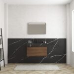 Pack MERVEILLES COMPACT marquina + lavabo suspendido SILESTONE + espejo LED