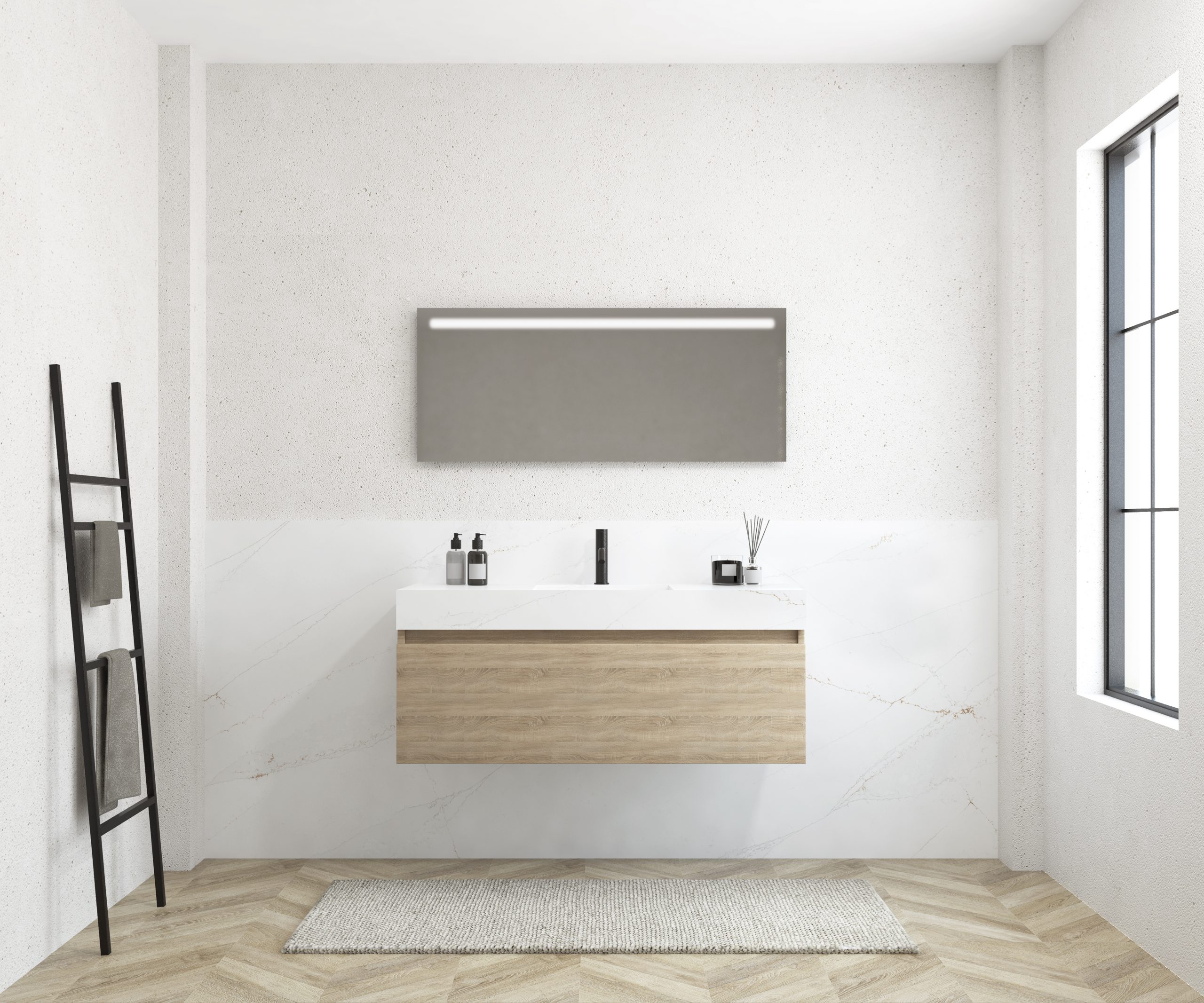 Pack MERVEILLES COMPACT éthérée + vasque suspendue SILESTONE + miroir LED