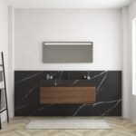 Pack MERVEILLES COMPACT marquina + lavabo suspendido SILESTONE + espejo LED