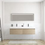 Pack MERVEILLES COMPACT éthérée + Vasque double suspendue SILESTONE + Miroir LED