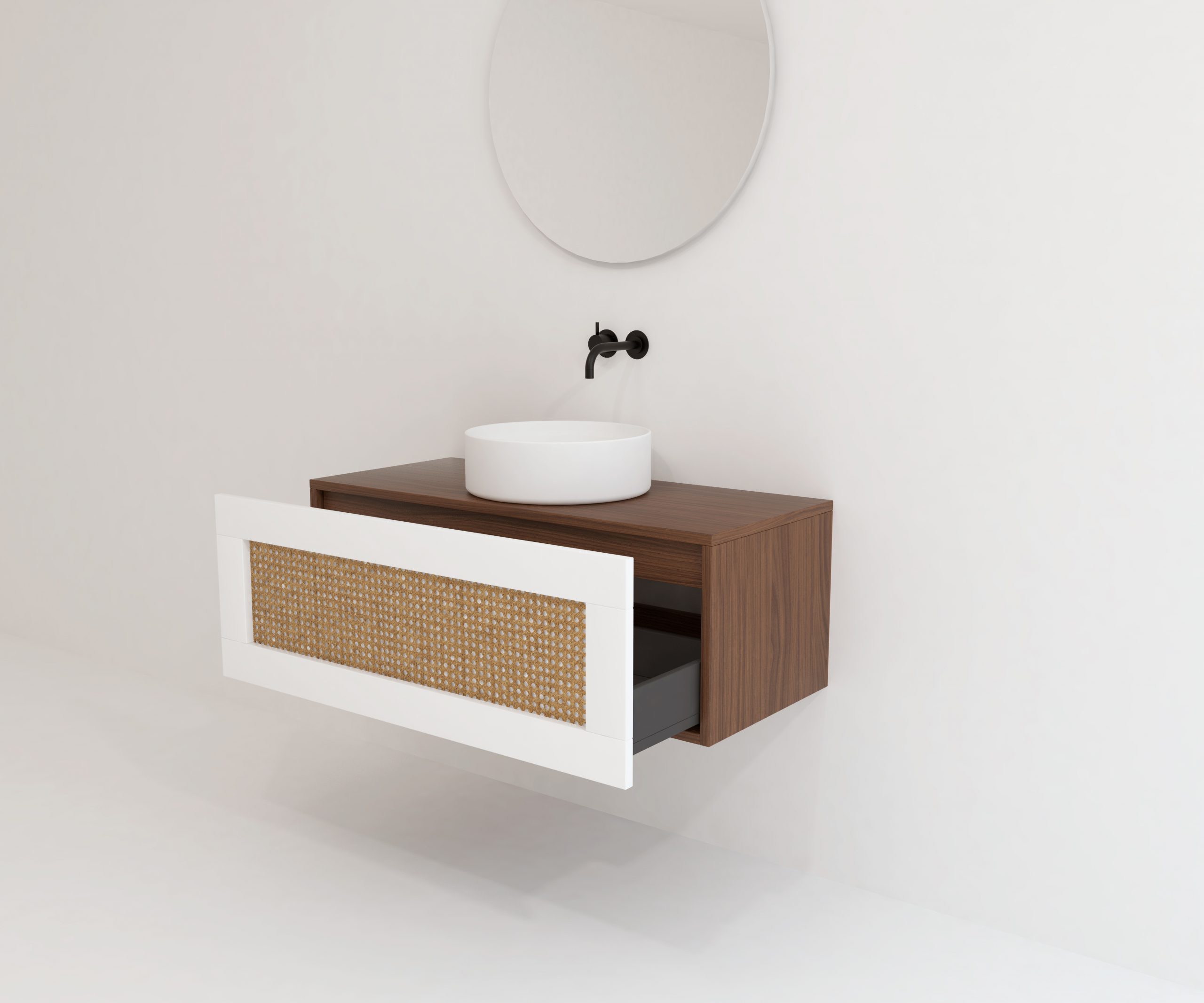 Pack ARTOIS noyer 100 cm + lavabo + miroir  circular