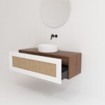 Pack ARTOIS noyer 120 cm + lavabo + miroir  circular
