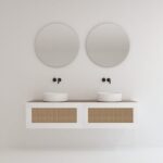 Pack ARTOIS noyer 160 cm + double lavabo + double miroir  circular