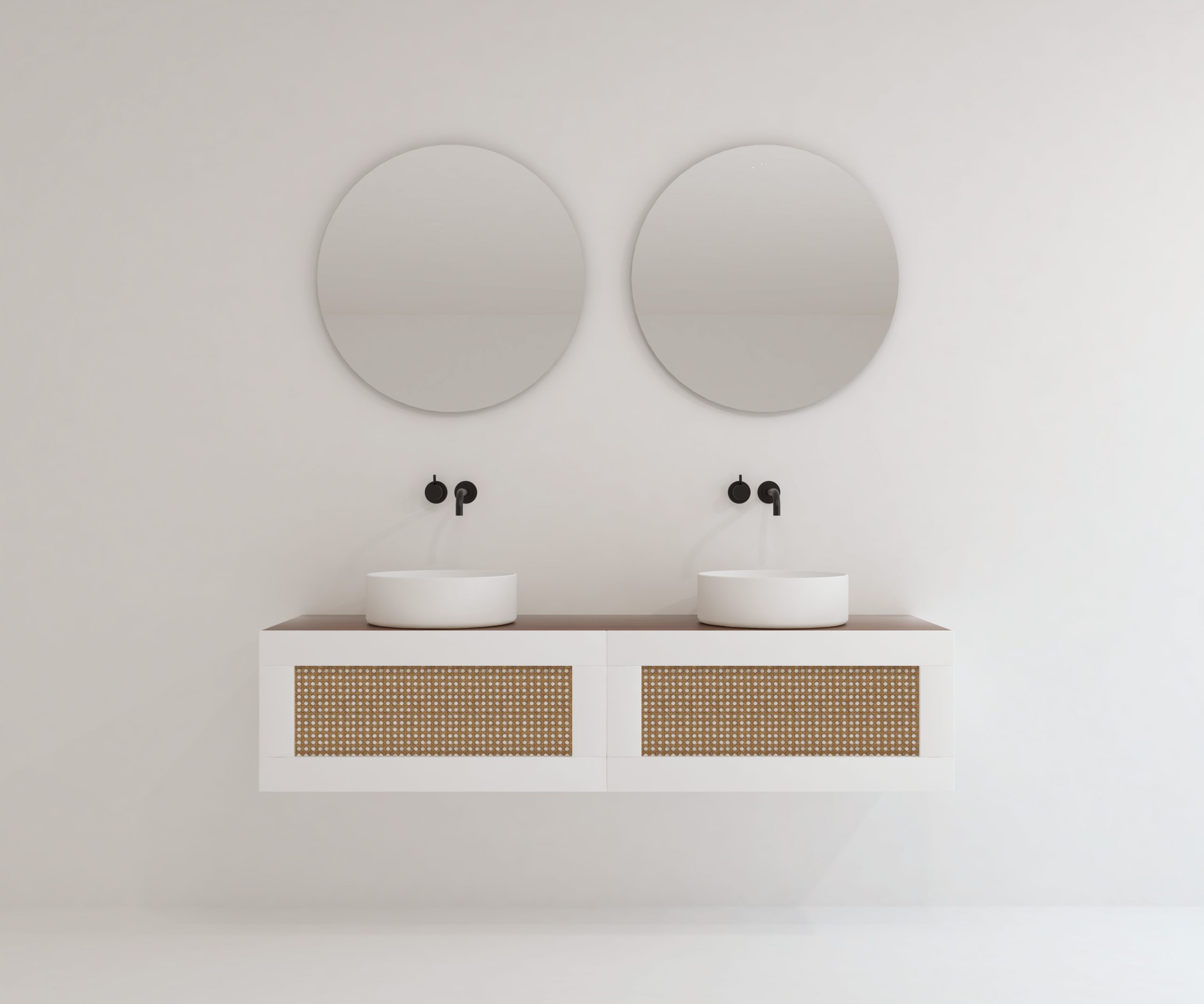 Pack ARTOIS noyer 160 cm + double lavabo + double miroir  circular