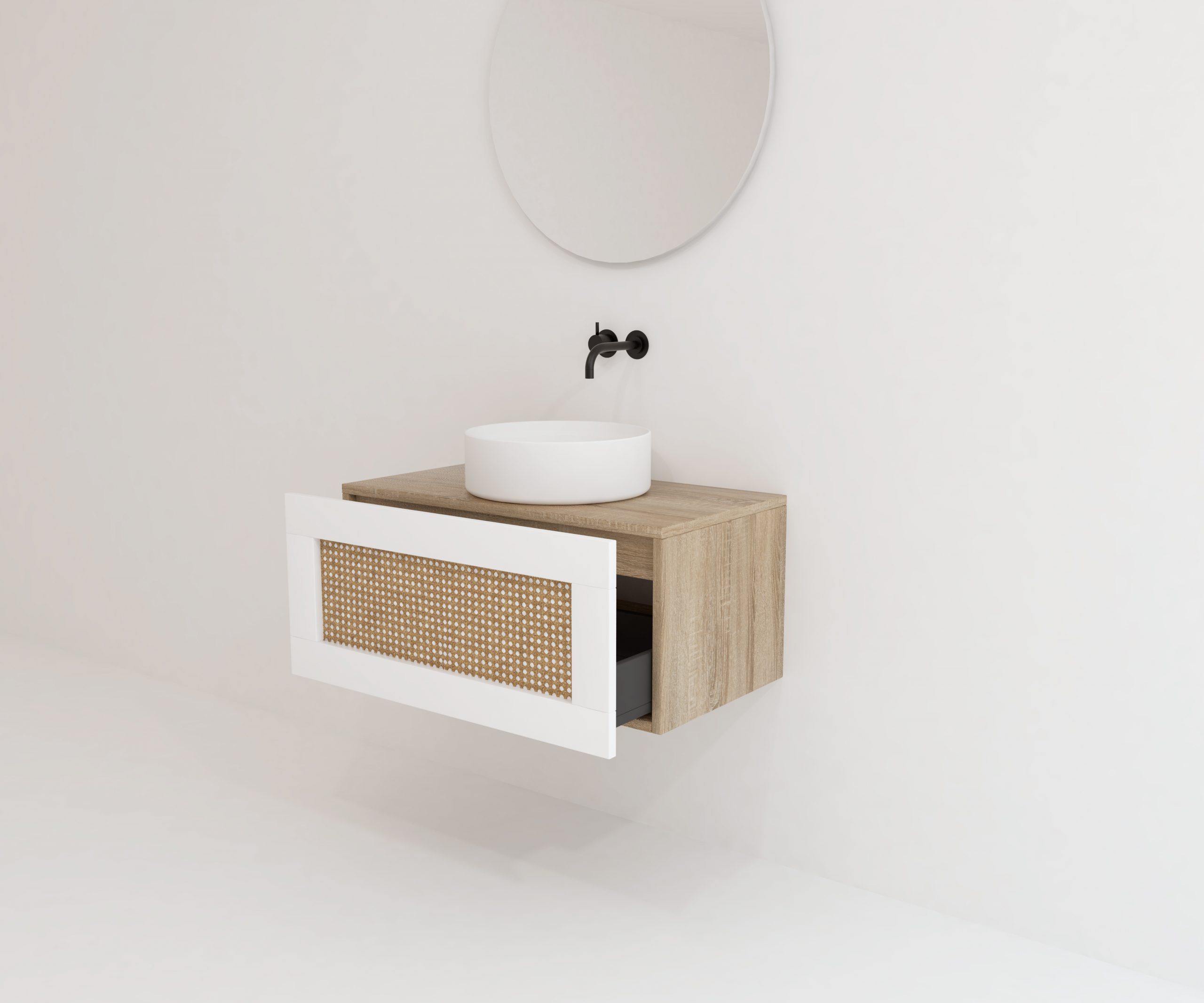 Pack ARTOIS chêne bardolino 80 cm + lavabo + miroir  circular