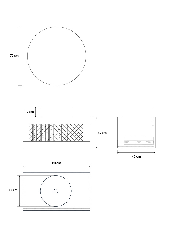 Pack ARTOIS chêne bardolino 80 cm + lavabo + miroir  circular