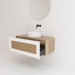 ARTOIS pack bardolino chêne 120 cm + lavabo + miroir circulaire