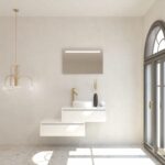 Pack TOURAINE blanco 80 cm + lavabo + espejo LED