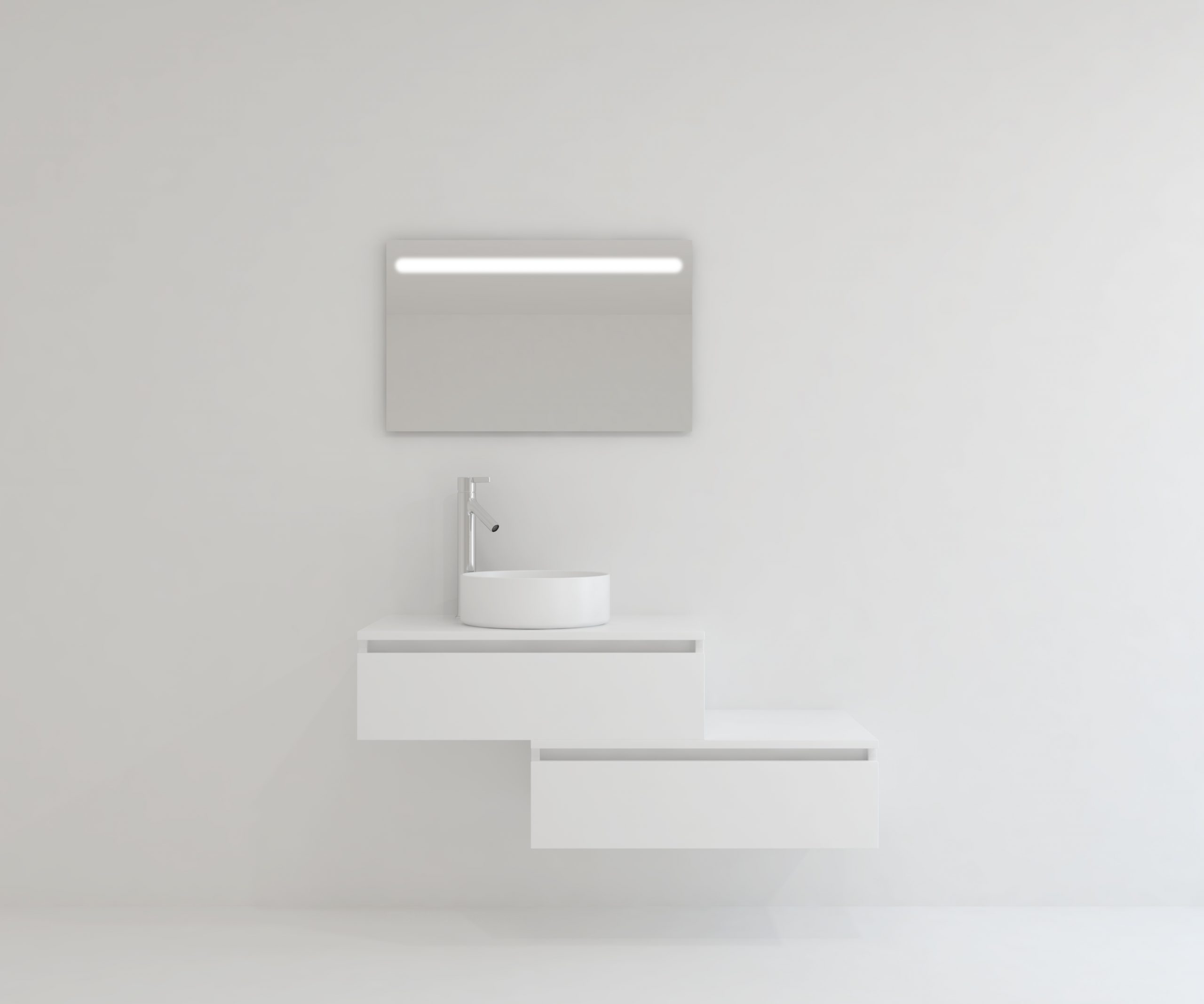 Pack TOURAINE blanco 80 cm + lavabo + espejo LED
