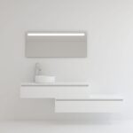 Pack TOURAINE blanc 120 cm + vase + miroir LED