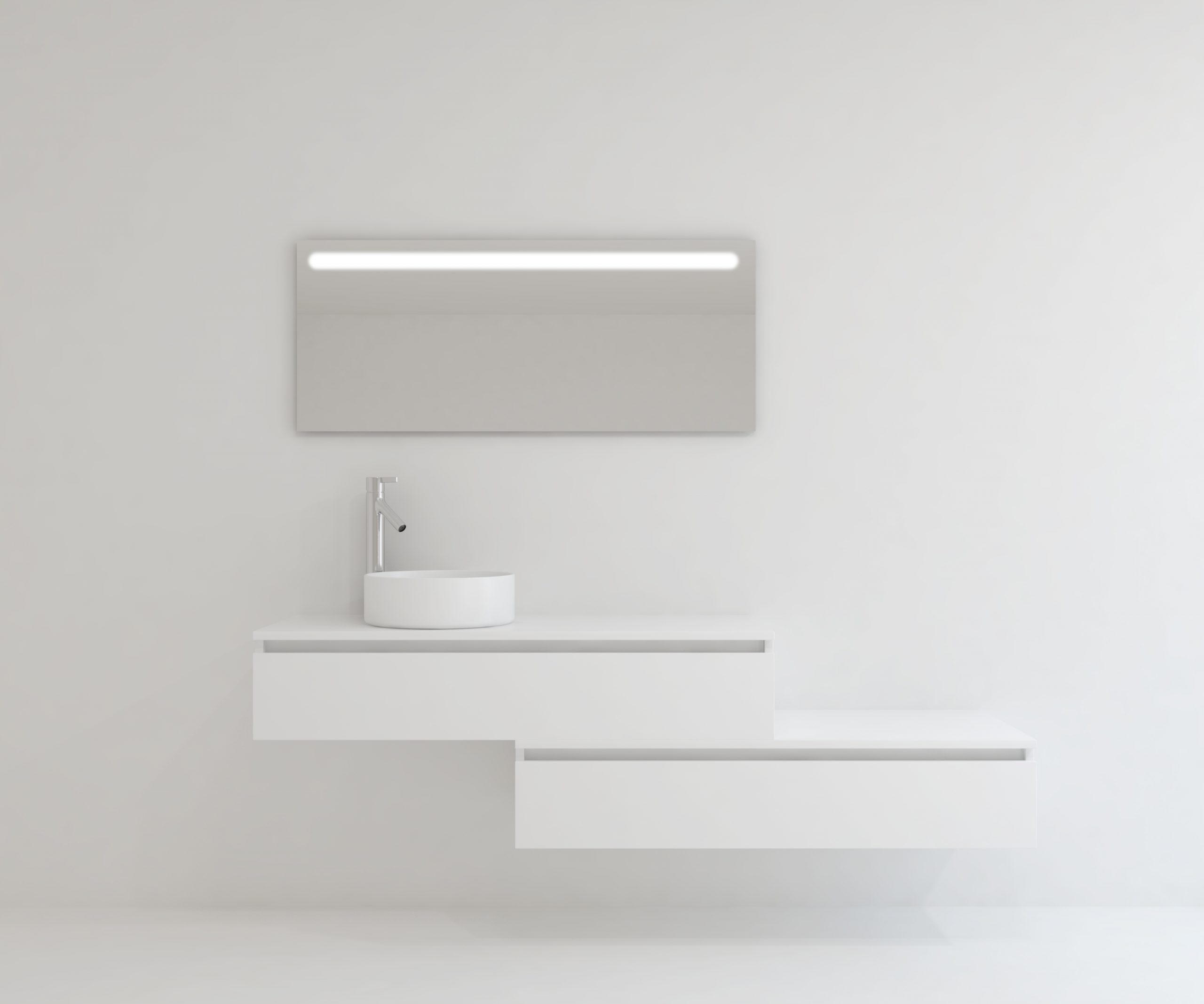 Pack TOURAINE blanc 120 cm + vase + miroir LED