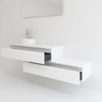 Pack TOURAINE blanc 120 cm + vase + miroir LED