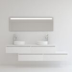 Pack TOURAINE blanco 160 cm + doble lavabo + espejo LED