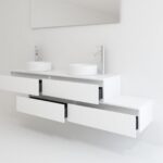 Pack TOURAINE blanco 160 cm + doble lavabo + espejo LED