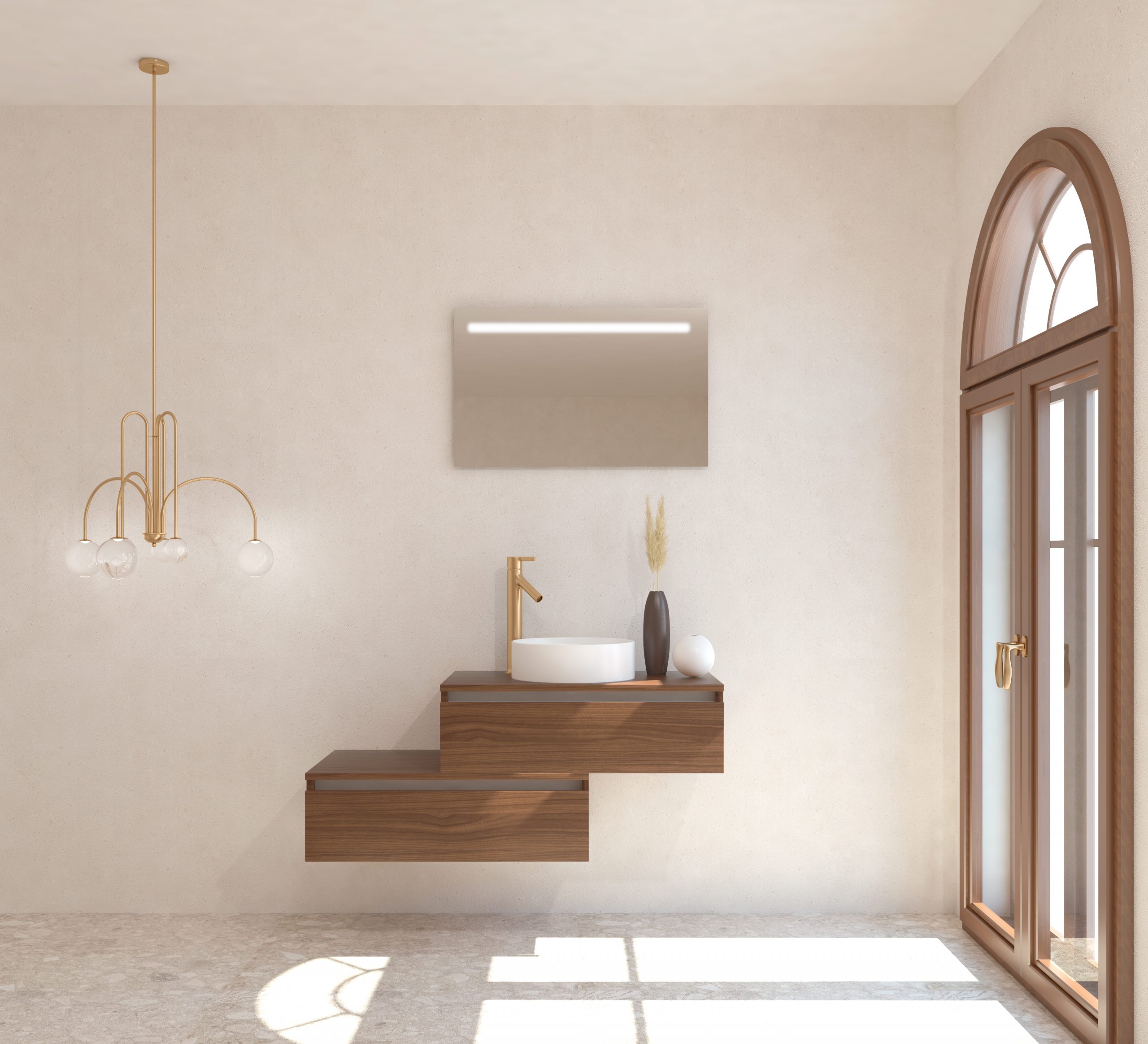 Pack TOURAINE 80 cm noir + vasque + miroir LED