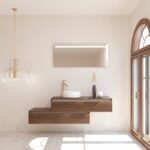 Pack TOURAINE nogal 120 cm + lavabo + espejo LED