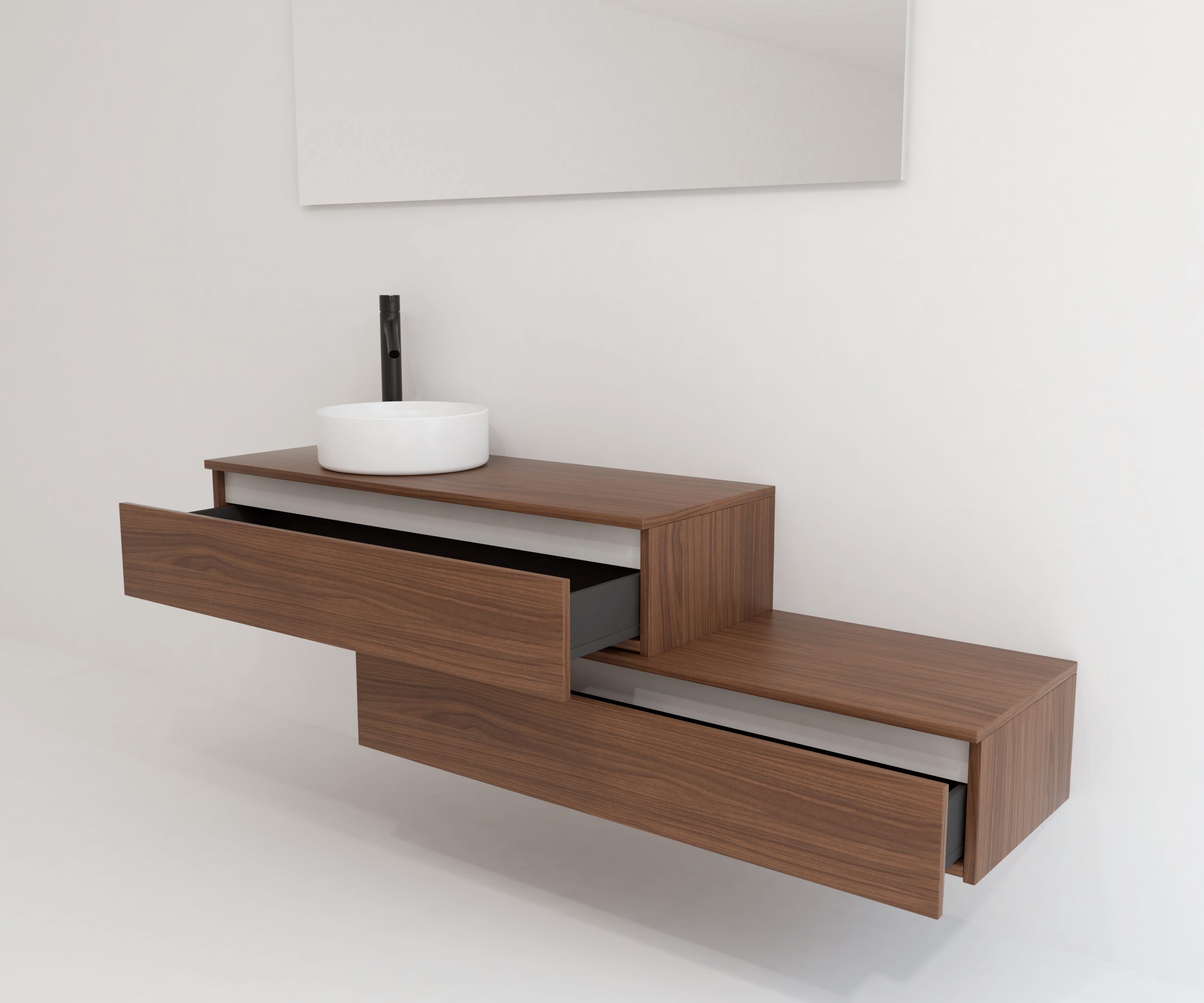 Pack TOURAINE nogal 120 cm + lavabo + espejo LED