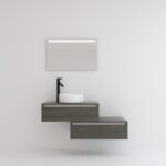 Pack TOURAINE azabache 80 cm + lavabo + espejo LED