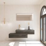 Ensemble TOURAINE noir de jais 120 cm + lavabo + miroir LED