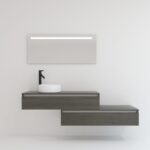 Ensemble TOURAINE noir de jais 120 cm + lavabo + miroir LED