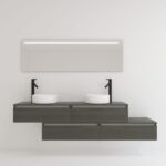 Pack TOURAINE jais noir 160 cm + double vasque + miroir LED