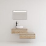 Pack TOURAINE roble bardolino 80 cm + lavabo + espejo LED