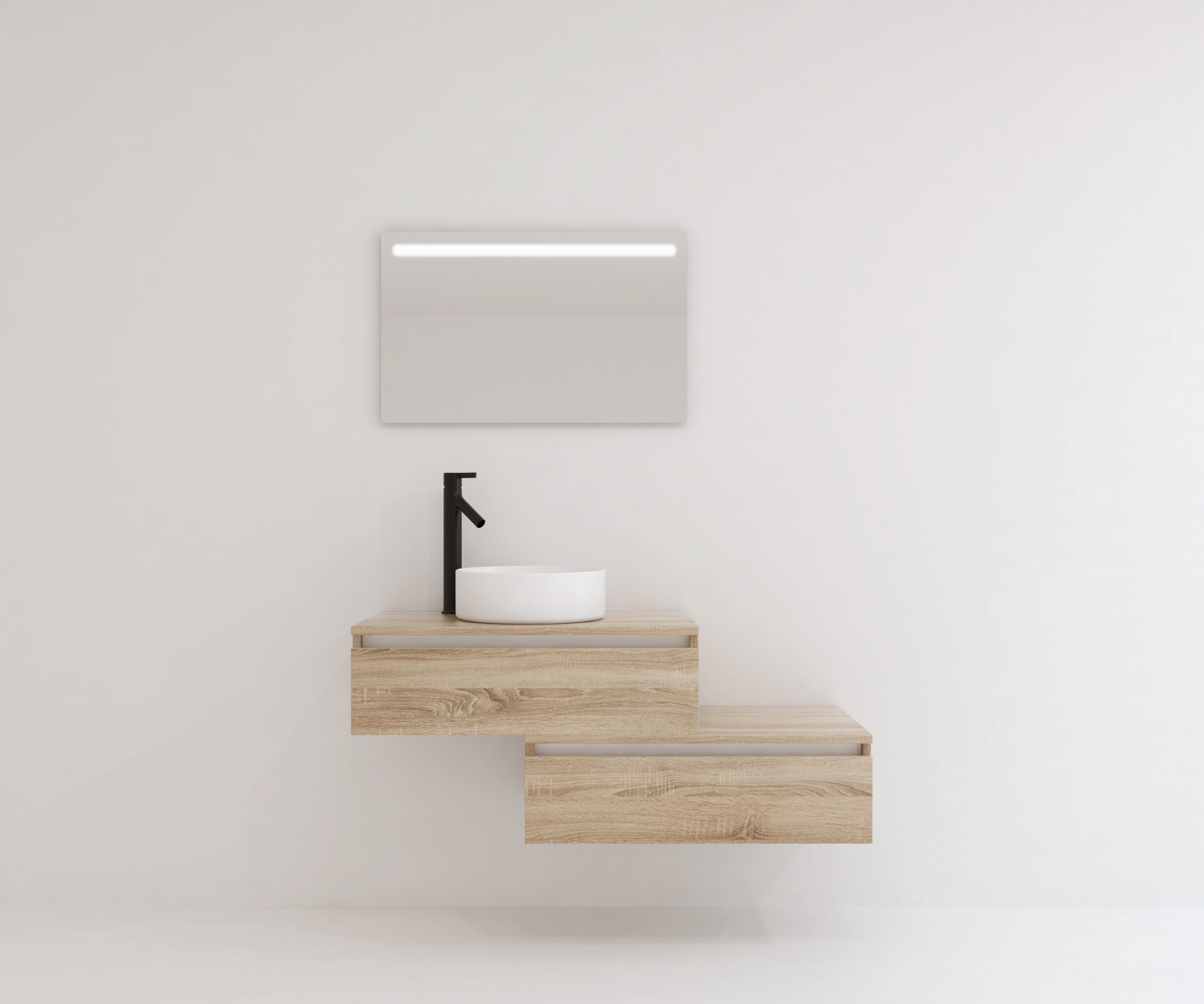 Pack TOURAINE roble bardolino 80 cm + lavabo + espejo LED