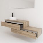 Pack TOURAINE bardolino chêne 120 cm + vasque + miroir LED