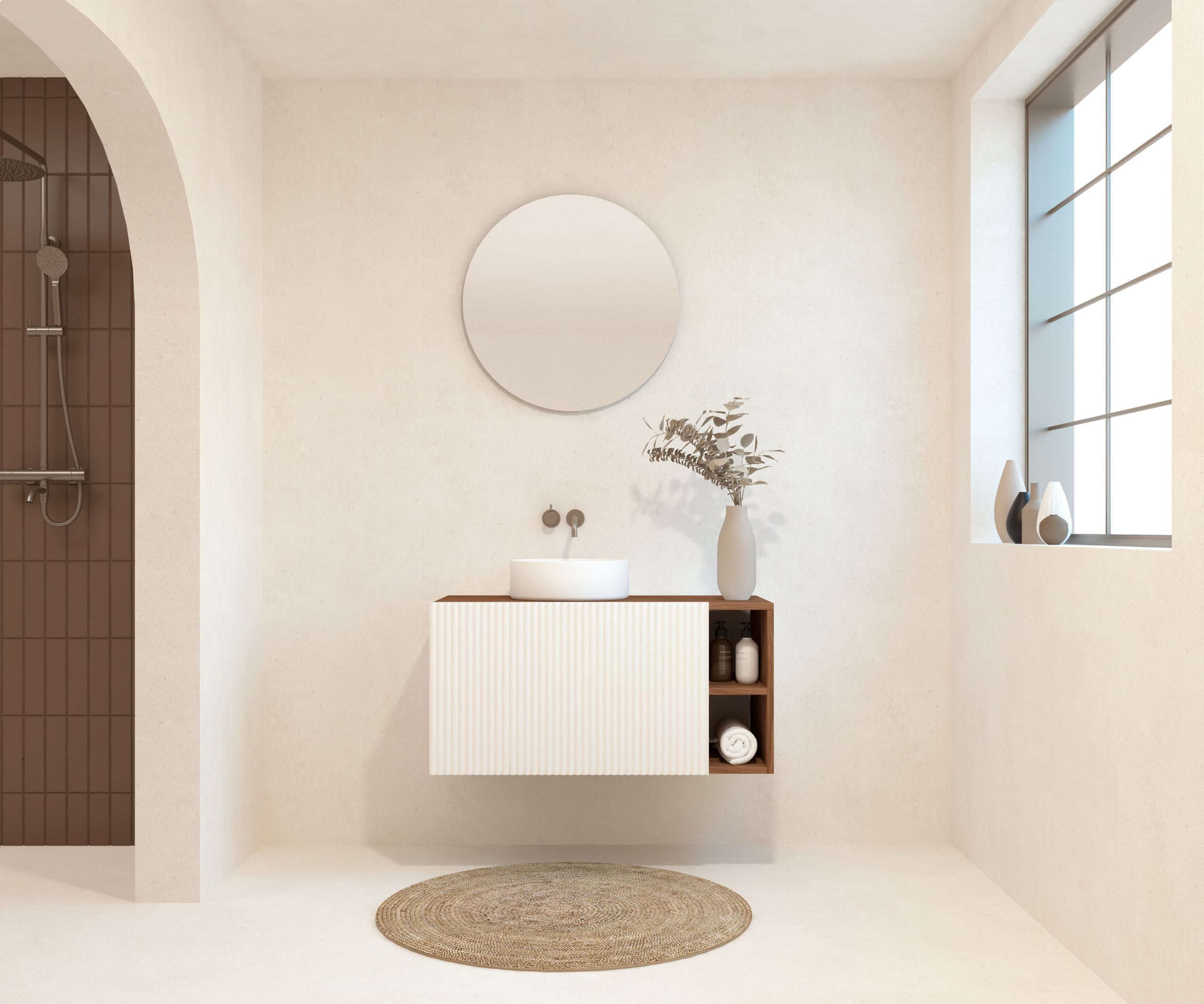 BELLEVILLE Pack + lavabo + miroir rond