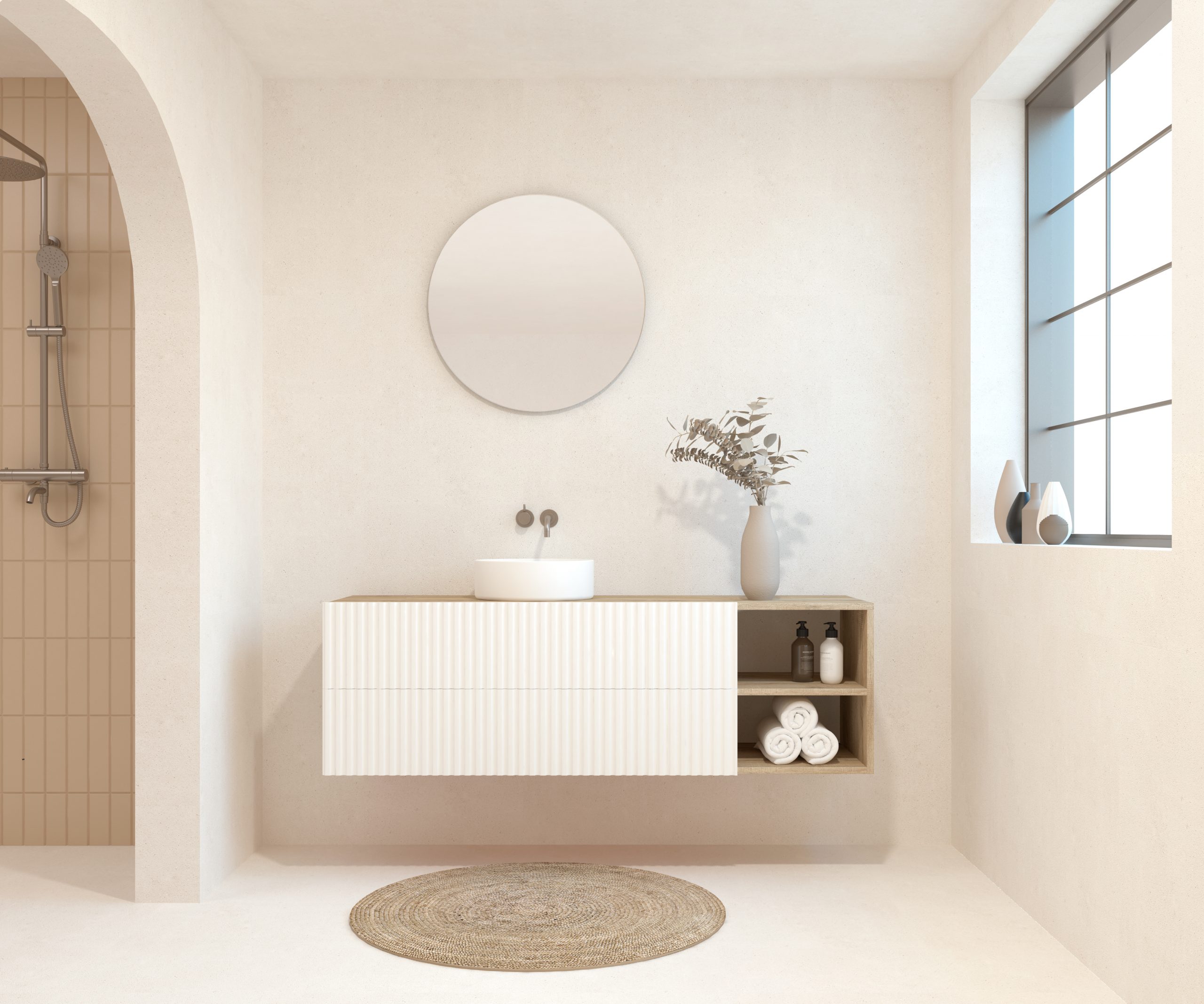 BELLEVILLE Pack + lavabo + miroir rond