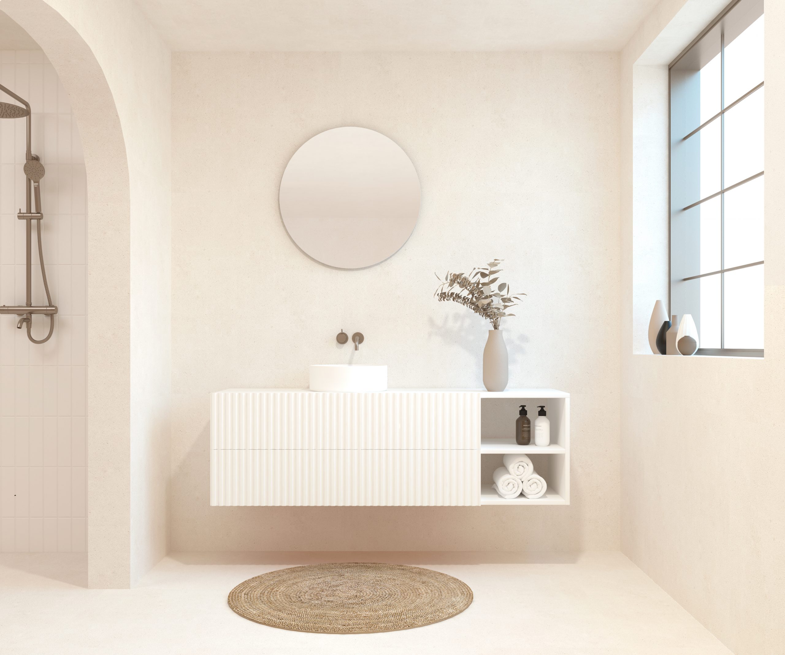 BELLEVILLE Pack + lavabo + miroir rond