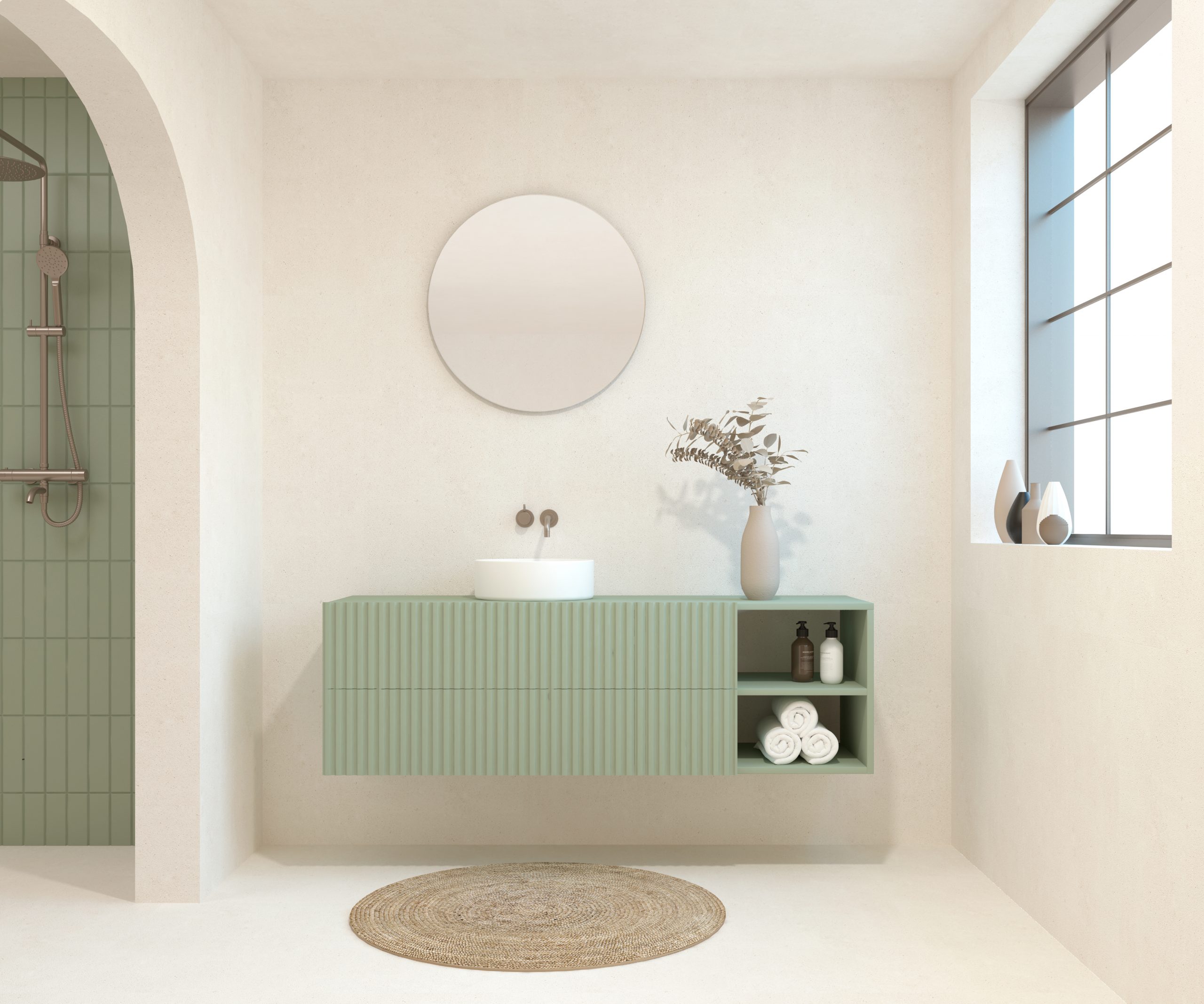 BELLEVILLE Pack + lavabo + miroir rond