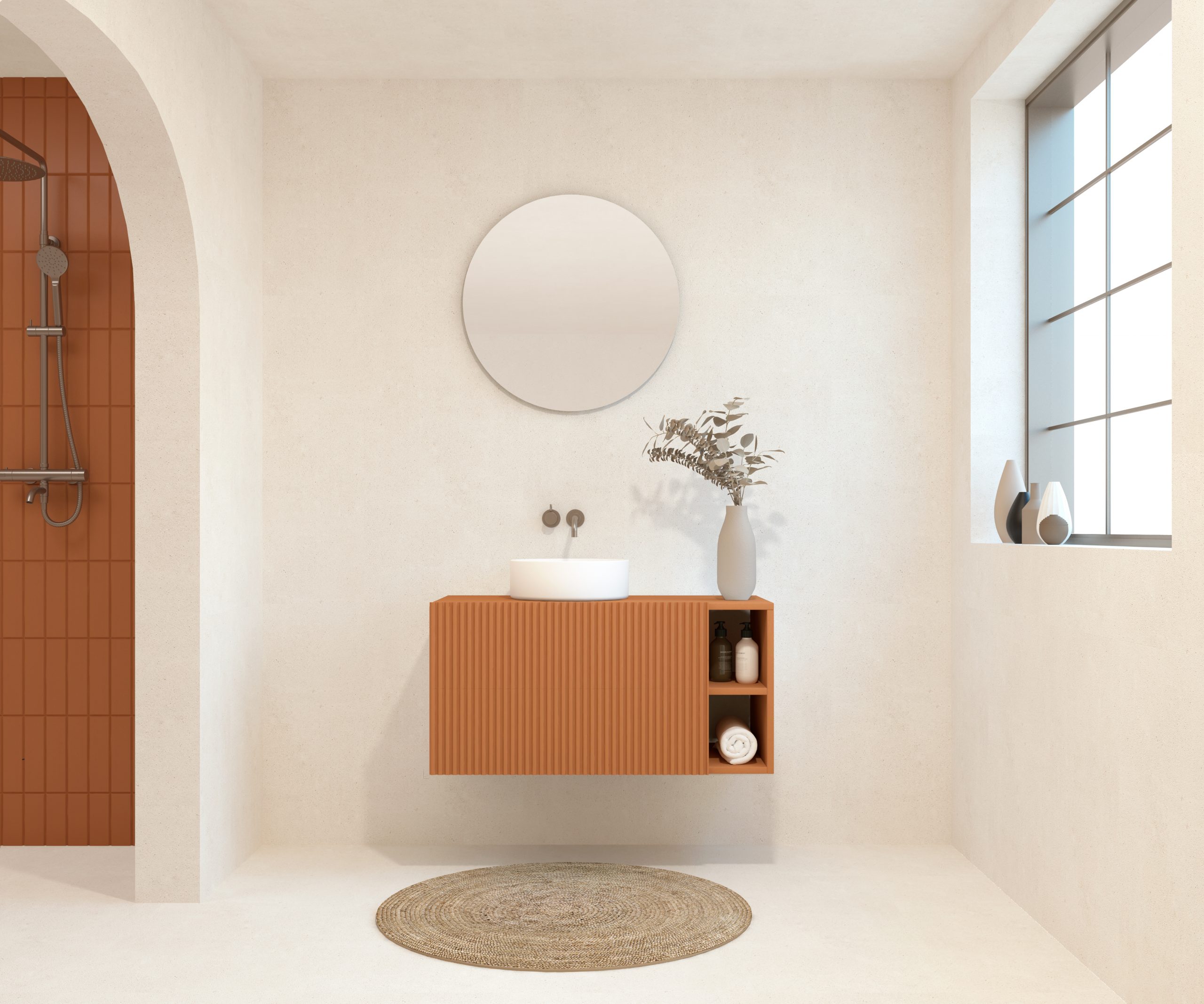 BELLEVILLE Pack + lavabo + miroir rond