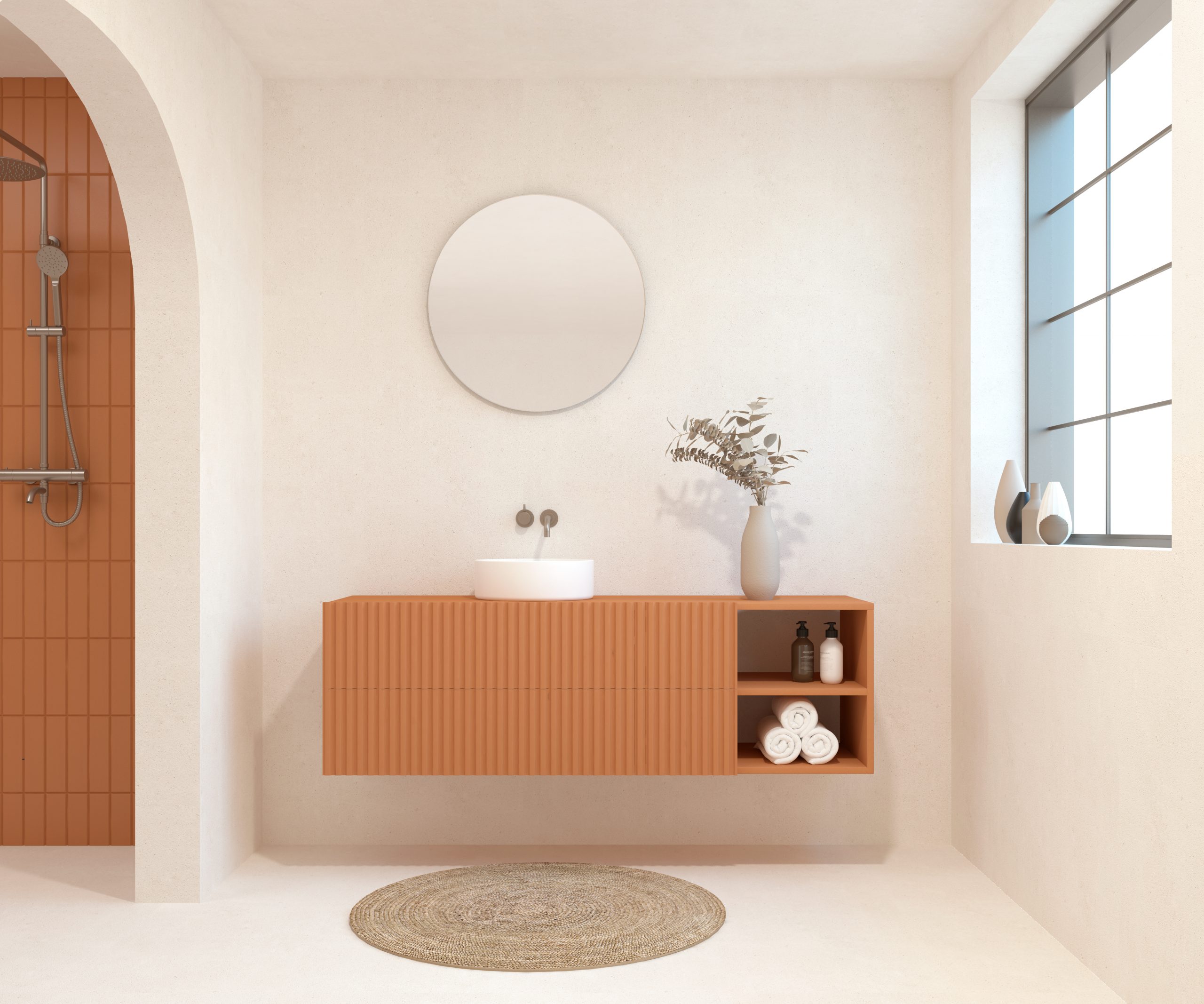 BELLEVILLE Pack + lavabo + miroir rond