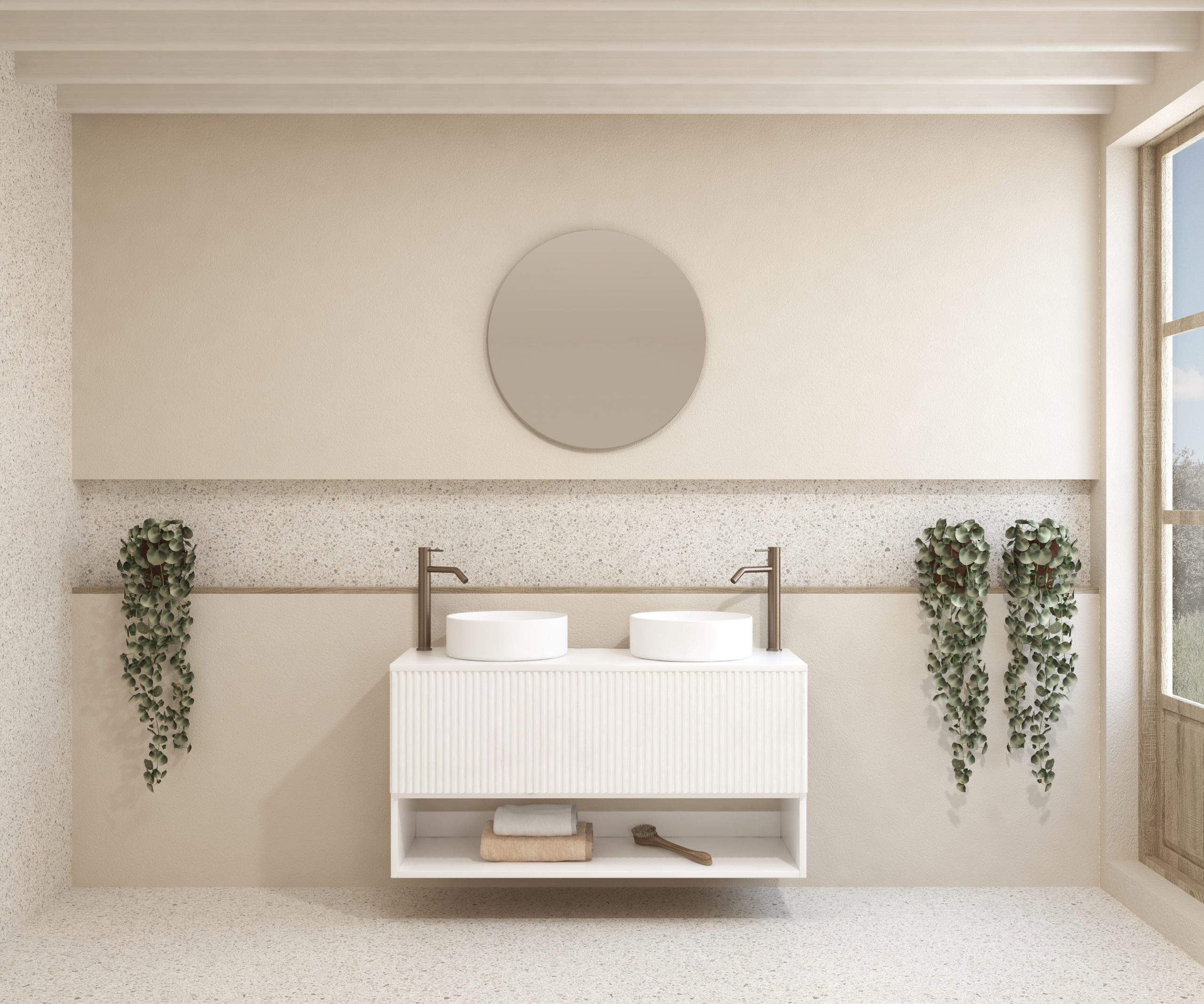 Pack LAVIGNE + lavabo + miroir rond